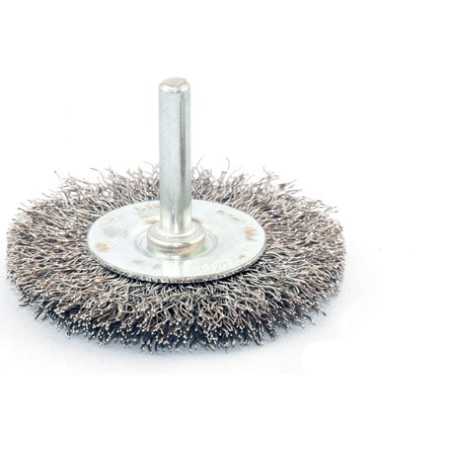 Brosse métallique inox - d.50 - ép.6 - plate avec manche